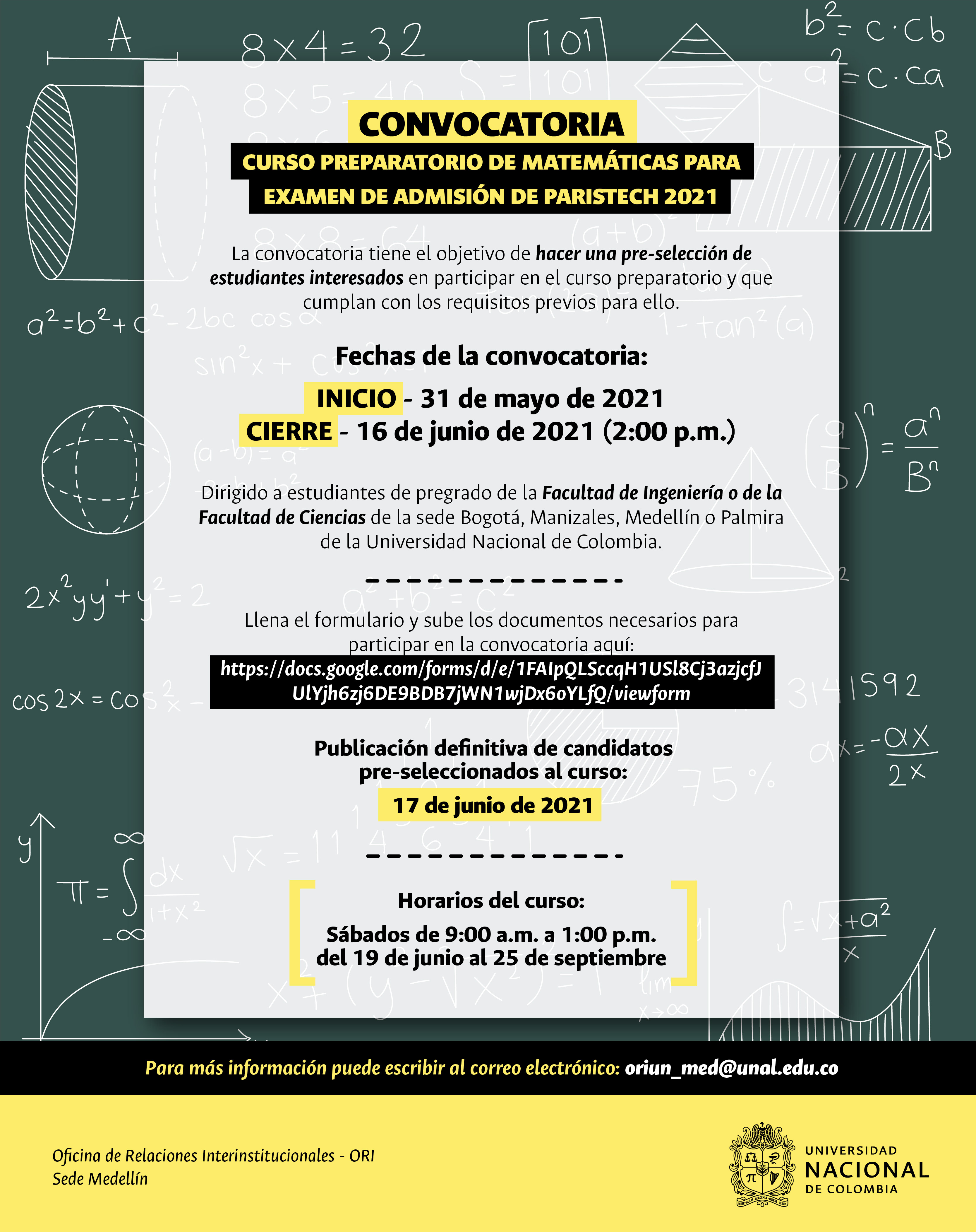 Convocatoria curso matematicas